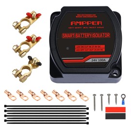 24V 100Amp Dual Battery Isolator, Ampper Battery Voltage Sensitive Relay (VSR) Smart Battery Isolator for Car and More (with Battery Terminals, NO Cable)