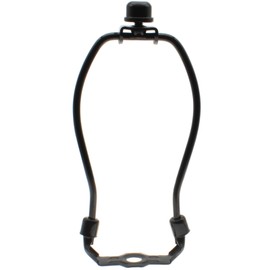 7 inch Lamp Shade Harp Holder Kit Heavy Duty Horn Frame Lampshade Bracket with Solid lamp finial Cap for Table and Floor Lamps [FDXGYH,Black]