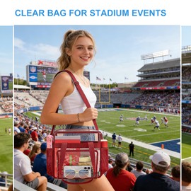 Busiuw Clear Bag for Stadium Events 12x12x6, Clear Tote Stadium Bag with Reinforced Straps for Sport Fan, Events, Travel