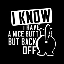I Know I Have a Nice Butt But Back Off Funny NOK Decal Vinyl Sticker |Cars Trucks Vans Walls Laptop| White |5.5 x 5.5 in|NOK2275