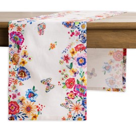 Maison d' Hermine Tablerunners 100% Cotton Decorative Easter Tablerunner Washable Table Cover for Holiday Dinner, Wedding, Buffet & Dining, Happy Florals - High Summer - Spring/Summer (37cm x 230cm)