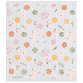 Linhome Pickleball Swedish Dishcloth, Reusable Paper Towel, Super Absorbent Cellulose Sponge, Pickleball Pattern, Washable Kitchen Cleaning Cloth (1, Floral Pickleball)