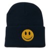 e4Hats.com Smile Face Embroidered Long Beanie - Navy OSFM