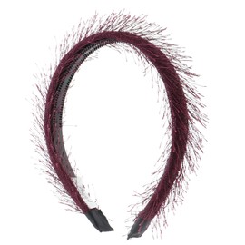 1 Inch Elegant Soft Fringe Headband with Teeth For Women and Girls - Plum