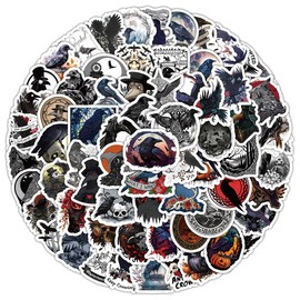 100PCS Crow Stickers for Skateboard,Water Bottle,Scrapbook,Helmet, Laptop,Car,Notebook,Luggage,Waterproof Vinyl Cute Birds Stickers,Cartoon Horror Crow Decals,Gift for Girl Adults Children
