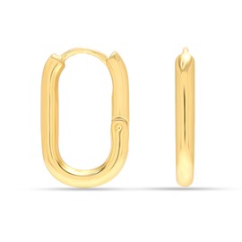 Charmsy 925 Sterling Silver Rectangle Hoop Earrings for Women | 18K Gold-Plated Hoops Earring | Size 23mm