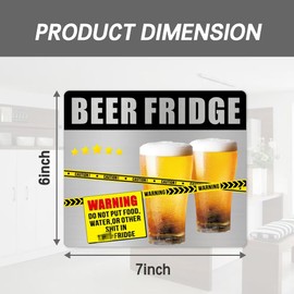 Beer Fridge Magnet, Silver Brushed Funny Fridge Magnets,Beer Warning Sign Magnet for Man Cave Gift,Funny Beer Gifts for Man