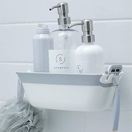 SlipX Solutions On the Dot Suction Shower Basket Caddy with Hooks Holds Shampoo, Soap & Razor (Organizer for Dorm, Kitchen & Bathroom)