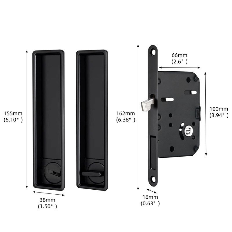 AcxdJnye Pocket Door Lock Hardware with Pull,Invisible Sliding Door Lock