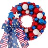 HipTree 13 Inch Patriotic Ball Wreath for Front Door with
