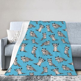 Carwayii Raccoon Blanket Throw Blanket Raccoon Gift for Women Men Soft Animal Flannel Blanket Plush Sofa Blanket Durable Travel Blanket Raccoon Birthday Gift Blue 80"X60"