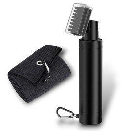 Golf Club Brush Plus Towel - Wet Cleaning Brush - Anti-Leak Design - Cleaning Kit Golf Accessories Pack - Brush with Nylon-Bristle Head - Pump for Easy Cleaning and Coverage - Towel Included