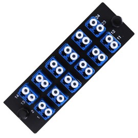 VFLTOOL 4PCS 12 Duplex LC Adapters LGX Footprint Fiber Patch Panel Loaded 24 Fiber Ports Couplers Enclosure - LC UPC Blue Compatible with SingleMode Multimode|1.25G/10GB OS1-2/OM3