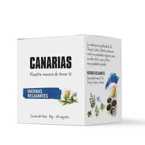 Canarias Té Hierbas Relajantes Relaxing Herbs In Bags, 1.5 g / 0.05 oz (box of 10 bags)