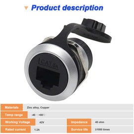 Xiatiaosann RJ45 Panel Mounting Coupler, RJ45 CAT6 Shielded Ethernet LAN Female to Female Bulkhead Connector with Waterproof Cover (Pack of 2)