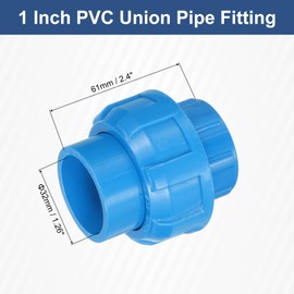 sourcing map PVC Union Pipe Fitting, 1Pcs 1" PVC Slip Union Coupling Adapter with O-Ring, Slip Socket Port Connection for Swimming Pools and Outdoor Plumbing Applications (Blue)