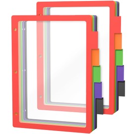 HABGP 10PCS/2 Set 3 Ring Binder Dividers with Tabs, Color Page Dividers for 3 Ring Binder with Tabs, 5 Tab Dividers, Clear Folder Three Ring File Dividers with Tabs, Tabbed Index Dividers