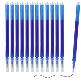 Pack of 12 Red Erasable Refills, 0.5mm Pilot Pen Compatible, High Quality Refillable Pen Refills, Smooth Writing and Quick Drying (Blue)