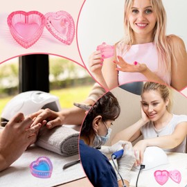 Nogeqi 2PCS Dappen Dish for Monomer, Glass Crystal Monomer Dish for Nail Brush, Dappen Dish with Lid, Monomer Cup for Nails, Dappen Dish for Nail Salon or Home Use (Pink)