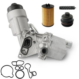 Engine Oil Cooler Filter Housing Assembly Adapter with Insert, Gasket, Cap Compatible with 2011-2021 Chevy Cruze Sonic Trax, Buick Encore 1.4L Turbo Replace 918-428 55566784 55565388 88179-91400