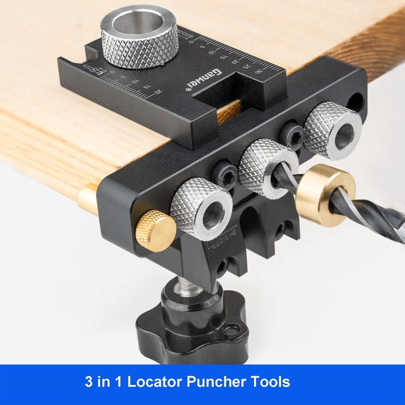 RUIITEN Updated 3 in 1 Woodworking Doweling Jig Kit, Adjustable