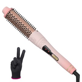 Thermal Brush 1.5 Inch Ceramic Tourmaline Ionic Curling Iron Brush Heated Round Brush, 30s Fast Heating for Short Long Hair, Dual Voltage, Natural Volume Curls