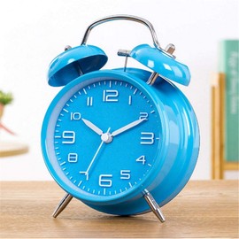 TXY Classical Twin Bell Alarm Clock for Bedroom with Stereoscopic Dial, Frosted Shell, Backlight, Extra Loud Machinical Ringtone, Battery Operated Loud Alarm Clock for Home Office (Blue)