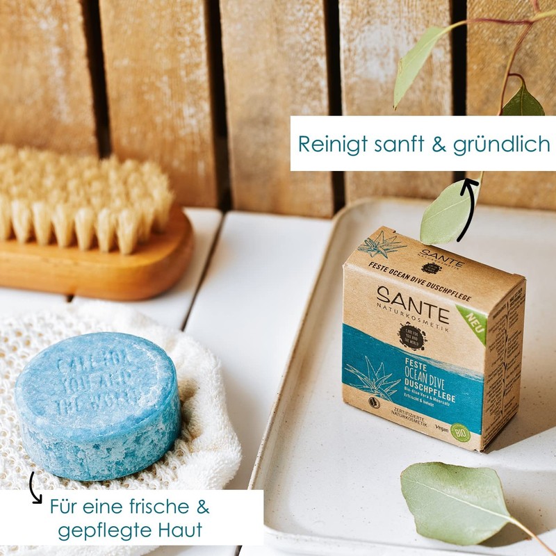 SANTE Naturkosmetik Solid Shower Soap Vegan Formula with Organic Aloe