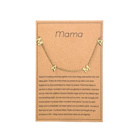 Mama necklace for Women - Gold Silver Mom Jewelry for Women, Gifts for New Mom,Mothers Day Dainty Necklace Jewelry Expecting Mom Gift for Pregnant Friend, Mom to be Gifts with Cards-A Gold