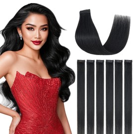 SEGOHAIR Clip in Hair Extensions Real Human Hair for Women, 10 Inch 31g 6pcs, Jet Black, Straight - Highlight, Add Volume and Length for Daily Wear, Parties, Weddings