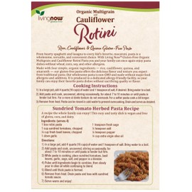 NOW, Living Natural Foods, Organic Multigrain and Cauliflower Rotini Gluten Free Pasta, Made Without Dairy, Wheat, Soy, Nuts, Corn or Eggs, 8 oz