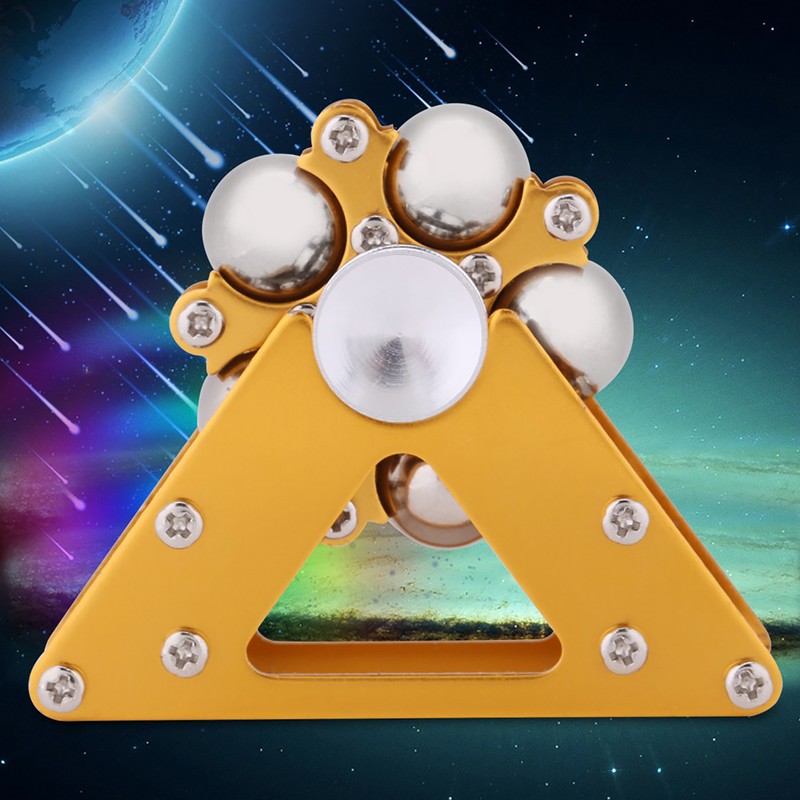 Yellow Aluminum Alloy Wheel Gyro with Tripod Stress Relief Hand