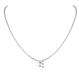 SILVERCUTE Dainty Initial Pendant S925 Sterling Silver Chain Initial Choker Small Letter E Necklace for Women Girls