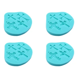 Vencort Juego 4 Moldes Fondant Silicón Cruces Repostería 16 Cruces Color Celeste