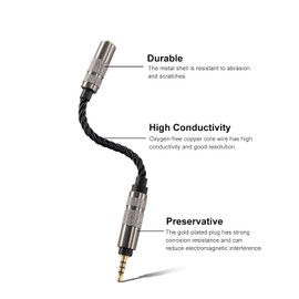 Headphone Adapter 2.5mm Male to 3.5mm Female Adapter for 3.5mm Cable Connected to Balanced 2.5mm Player Device High Stereo Audio Converter OFC Cable with Gold-Plated Plug 6 inch Length Extension Cord