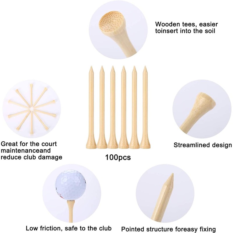 Takelablaze Golf Tees Durable Bamboo Tees Golfing Tee 3-1/4" Tall