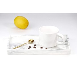Goporcelain Marble Tray for Bathroom Counter Decor Ceramic Perfume Organizer Vanity Tray for Dresser Jewelry Dish Key Plate Rectangle Marble Sink Trays Countertop Organizer White,Large