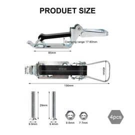 CeyKvo Multifunktions-Halterung für Dachträger – 4X 80mm Schaufel-/Axthalter mit Wandmontage | Spannverschluss aus Gummi | Ideal für Camping, BAU & Transport Silber
