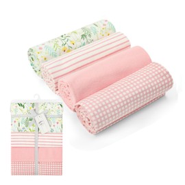 Mother's Choice Baby Flannel Blanket 4 Pack | 100% Cotton Receiving Blanket for Newborn | Lightweight Infant Swaddle Blanket | Soft Blanket for Baby Boy and Girl