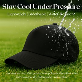 Funky Junque Performance Golf Rope Hat Mid-Crown Snapback Cap with Flexible Bill and Breathable Fabric - Black