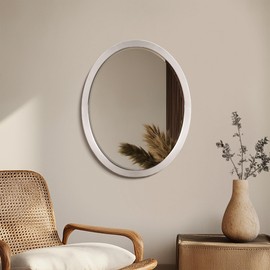Head West Brushed Nickel Oval Mirror with Beveled Edge – Stainless Steel Framed Bathroom Mirror for Over-The-Sink, Bedroom, Entryway, Living Room & Hallway, 23" x 29"