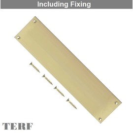 TERF® 300mm X 75mm Traditional Type Victorian Finger Plate Light Polished Brass 300mm X 75mm (12'' X 3'') Door Push Plate Finger plate Including Fixing Screw - Pack of 1