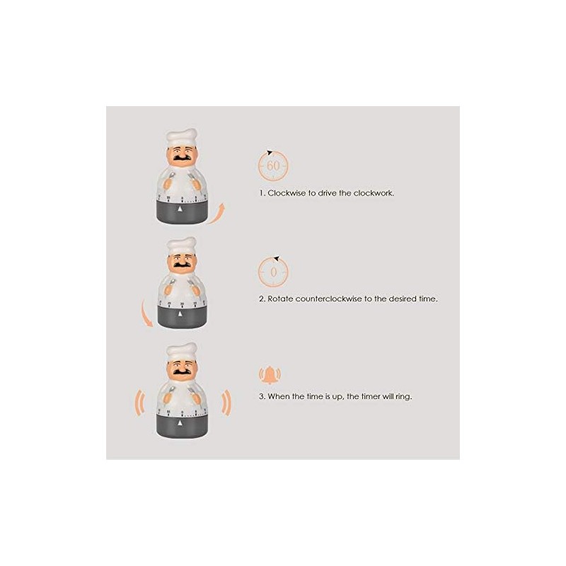Jayron Cooking Timer - 60 Minute Countdown Timer, Mechanical, Alarm
