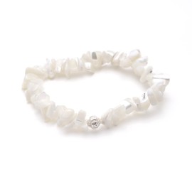 BERGERLIN Genuine Shell Bracelet – Shell Bracelet with Silver Pearl Made of 925 Sterling Silver, Sterling Silver