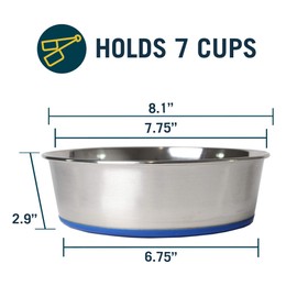 OurPet's DuraPet Premium Dishwasher Safe Stainless Steel Dog Bowl for Food or Water [Multiple Sizes for Small to Large Dogs] in Traditional or Wide Base Design - 8 CUP