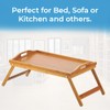 Bamboo Lap Tray Table with Folding Legs and Handles, Breakfast