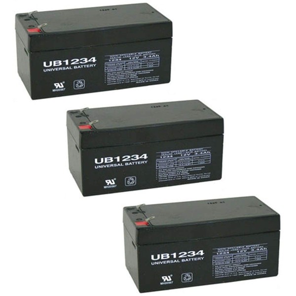 12V 3.4Ah UB1234 BP3-12 ES3-12 PW1203 Battery 3 Pack