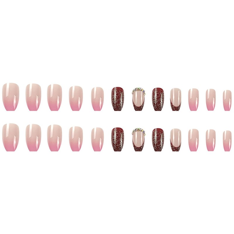 SWEKKE Pink Press On Nails - Medium Coffin Shape, French