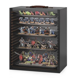 Cathyeen Miniature Display Case for Collectibles, Miniatures Storage Case Display Shelves Shelf for Mini Action Figures Valuable Collectibles or Crystal Stone (Matte Black)