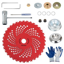 9" x 36T Carbide Tipped Brush Cutter Blades with Universal Adapter Kit, Compatible with Hu sqvarna/S tihl/E go, Weed Eater Trimmer Blades with Gloves for Brush Cutter, Trimmer & Weed Eater